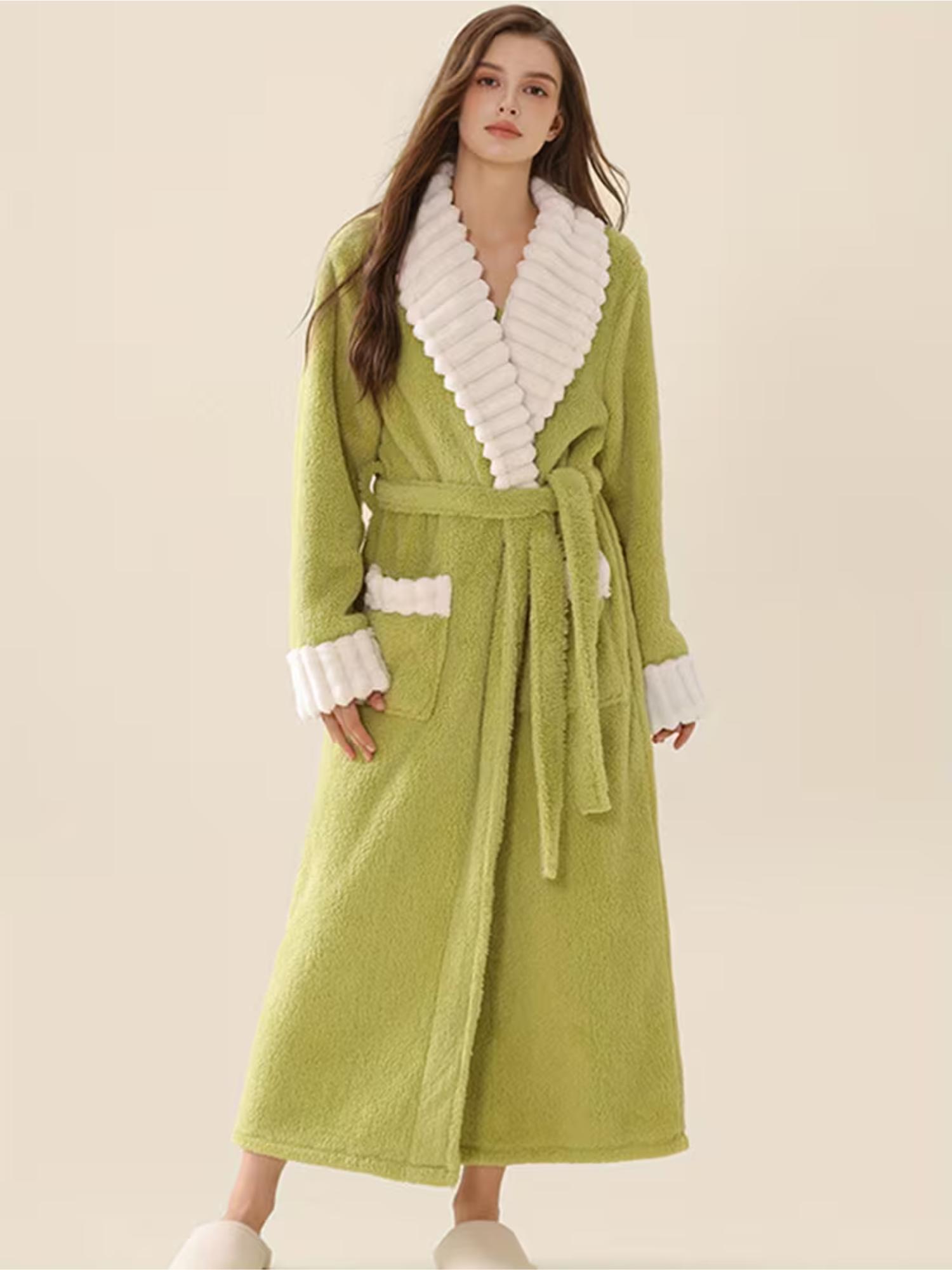 Myk Damebadekåpe for Vinter – Ekstra Lang og Varm | Flanell med Lommer