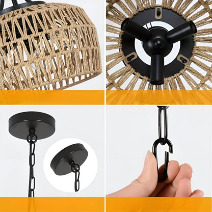 Hengelampe i Rattan – Naturlig og Dekorativ | Perfekt for Kjøkken og Spisestue