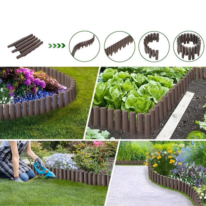 Plastkant Til Blomsterbed I Treoptikk – Fleksibel Hagegjerde Med Jordspyd | Dekorativ Kant Til Blomsterbed Og Stier