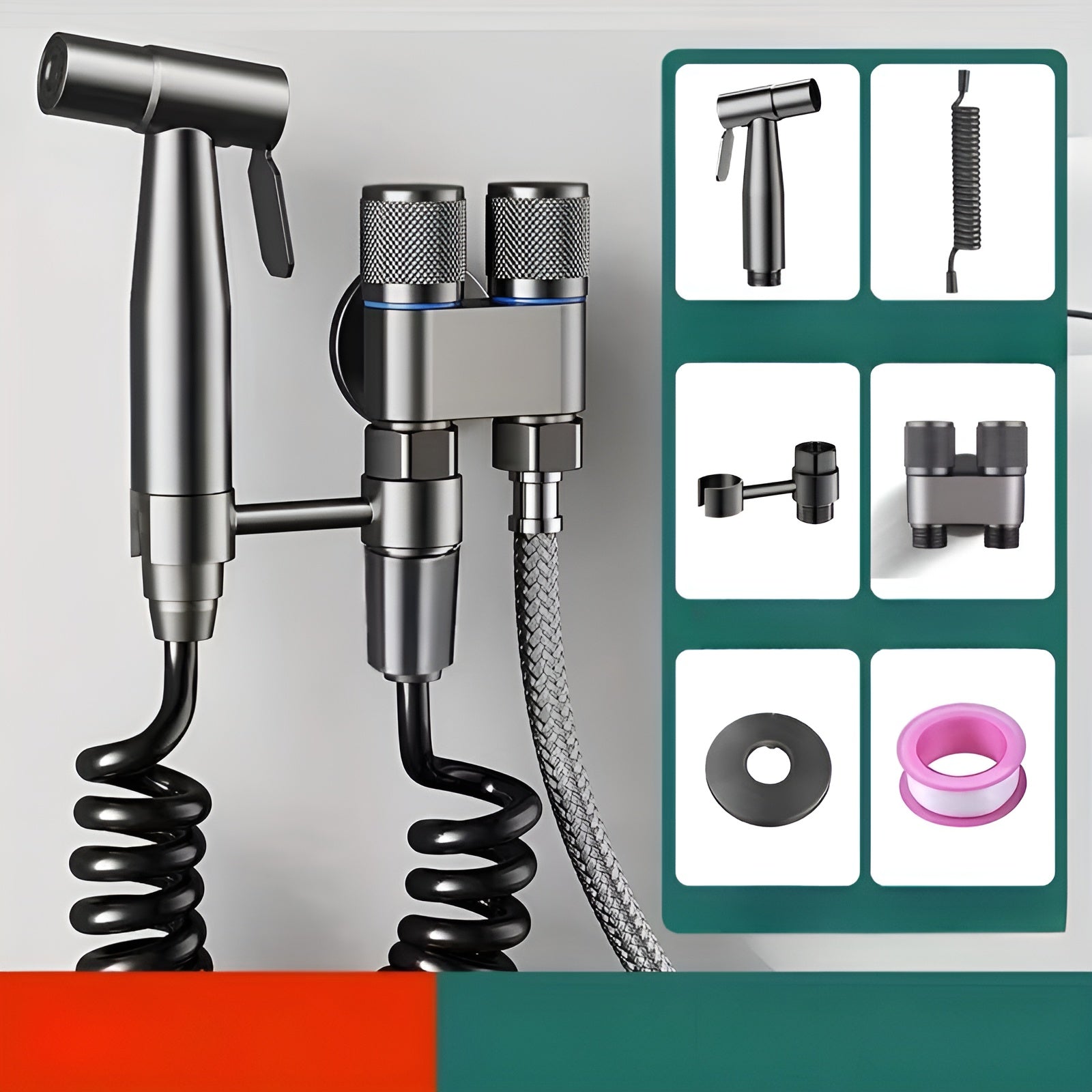Håndbidet med Høyt Trykk – Kraftig og Hygienisk | Rustfritt Stål for WC og Bad - Svart A