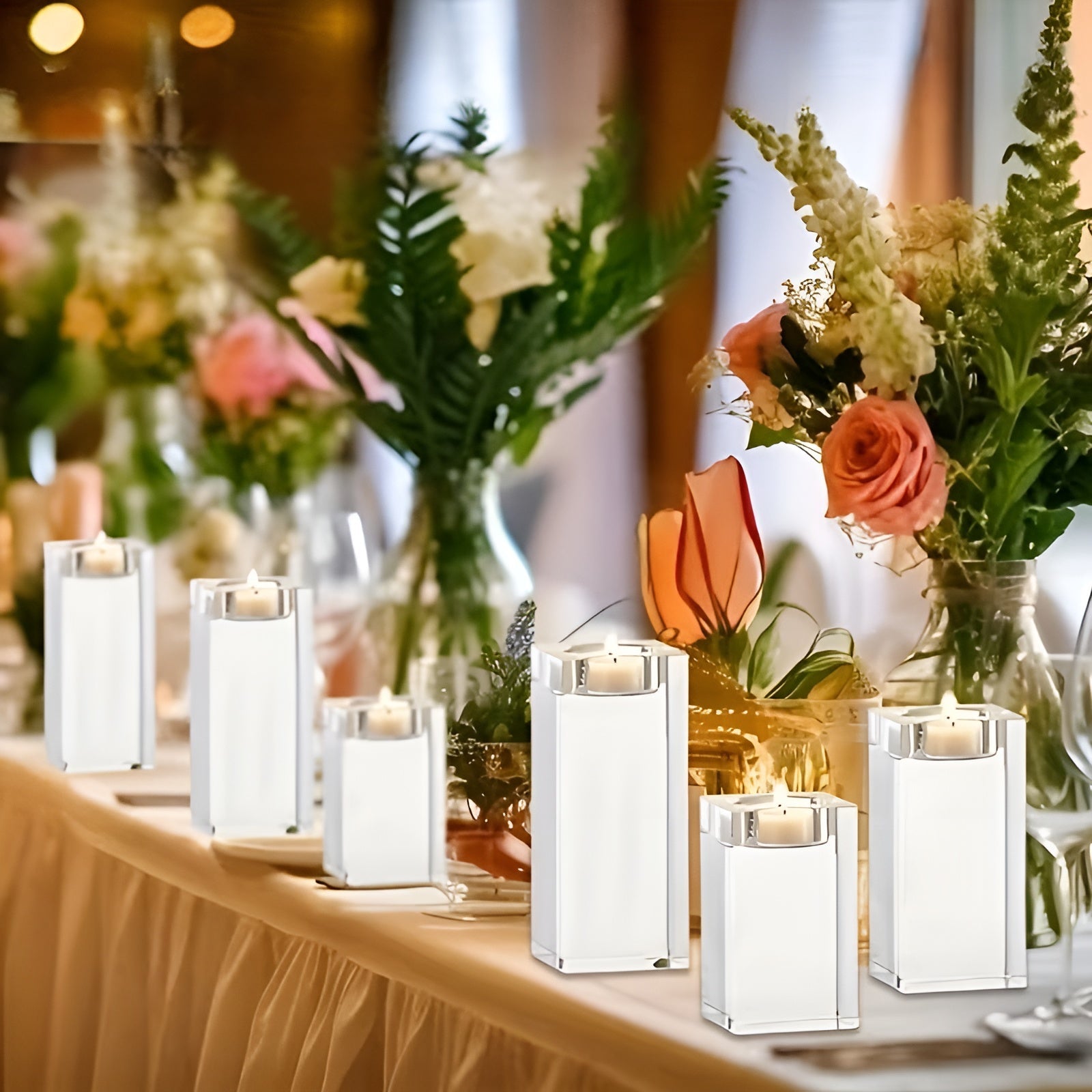 Lysestakesett i Krystall – Elegant og Dekorativt | Perfekt til Bryllup og Stilfullt Hjem