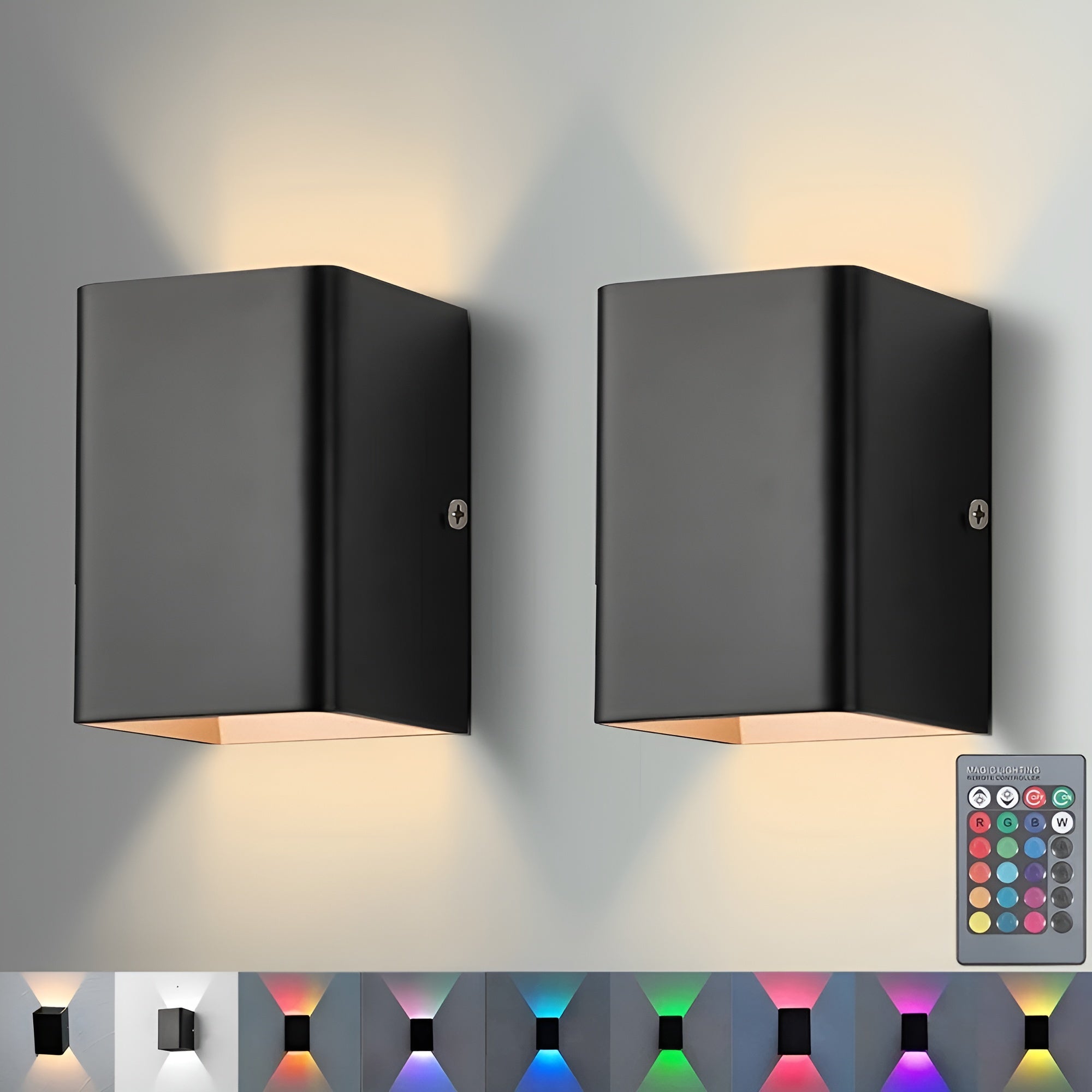 Led-vegglampe Med Rgb-lys – Stemningsfull Opp-ned Veggbelysning Med Fjernkontroll