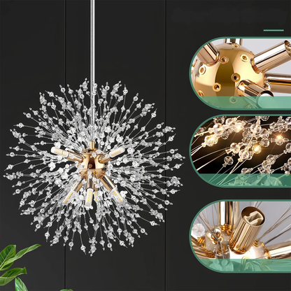 LED Lysekrone med Krystallkuler – Funklende og Dekorativ | Perfekt for Stue og Spisestue - Lysekroner
