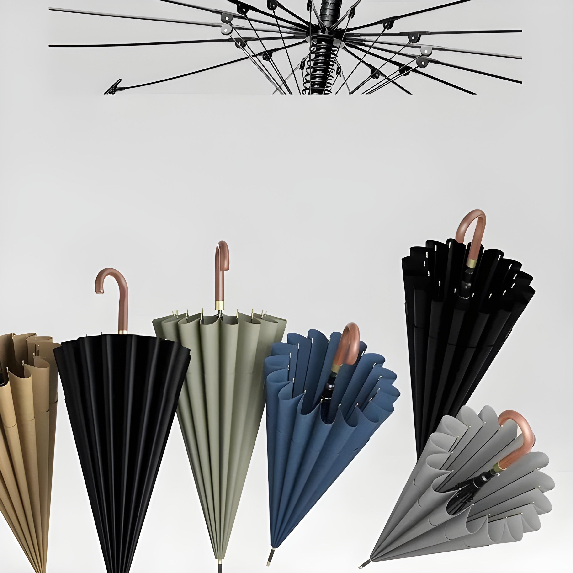 Paraply i Japansk Stil – 120 cm, Trehåndtak | Elegant Langt Design