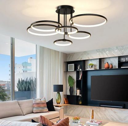 Gull LED-lysekrone til stuen – moderne geometrisk design med stemningsfullt lys, bilde 1
