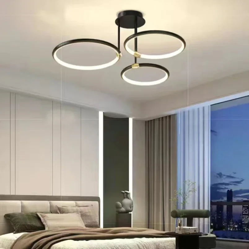Gull LED-lysekrone til stuen – moderne geometrisk design med stemningsfullt lys, bilde 4