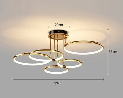 Gull LED-lysekrone til stuen – moderne geometrisk design med stemningsfullt lys, bilde 5