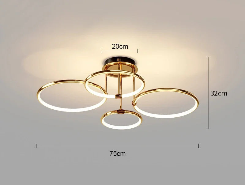 Gull LED-lysekrone til stuen – moderne geometrisk design med stemningsfullt lys, bilde 6