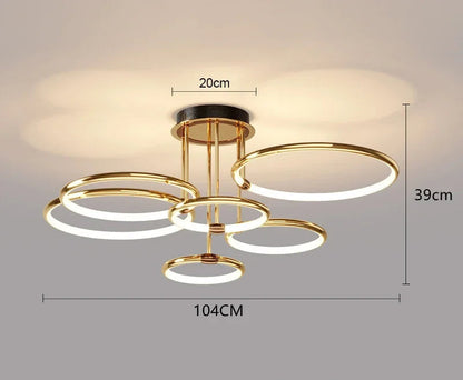 Gull LED-lysekrone til stuen – moderne geometrisk design med stemningsfullt lys, bilde 7