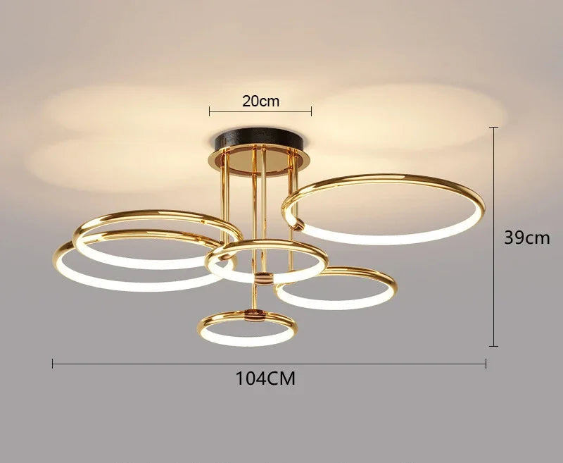 Gull LED-lysekrone til stuen – moderne geometrisk design med stemningsfullt lys, bilde 7