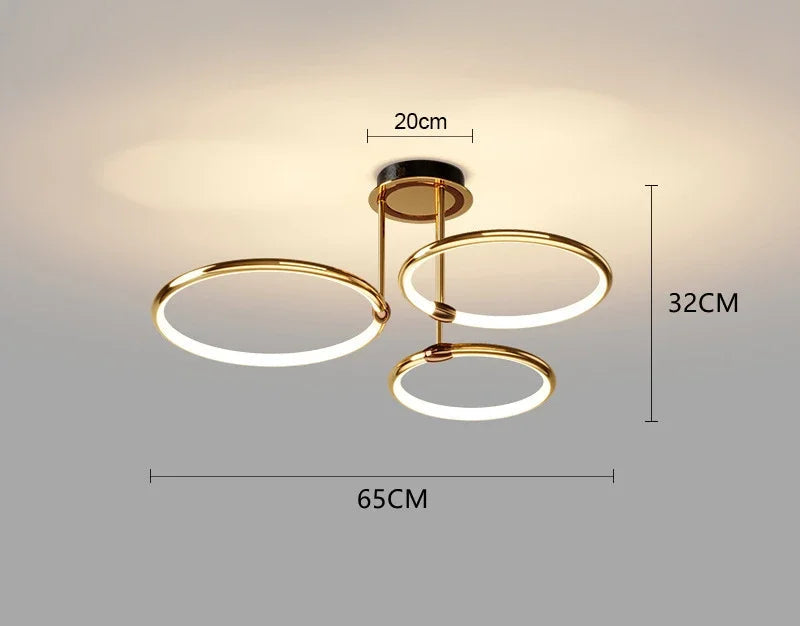 Gull LED-lysekrone til stuen – moderne geometrisk design med stemningsfullt lys, bilde 8
