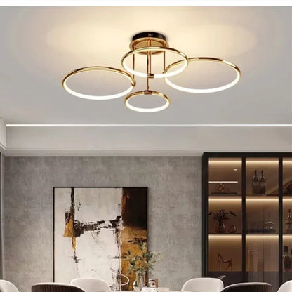 Gull LED-lysekrone til stuen – moderne geometrisk design med stemningsfullt lys, bilde 9b