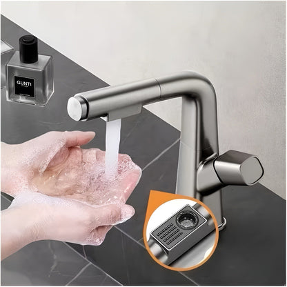 Ausziehbare Badezimmerarmatur für Waschbecken – Einhebel-Waschtischarmatur mit ausziehbarer Brause, Einloch-Montage