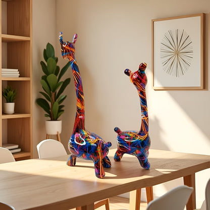 Fargerik Giraffigur – Kreativ Dyrepynt Av Harpiks | Dekorativ Og Moderne