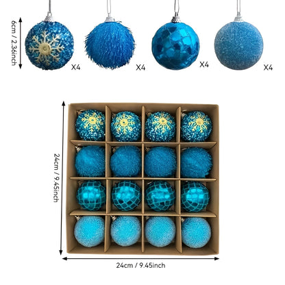 Julekulesett (16 Stk Ø 6 Cm) – Fargerike Julekuler | Perfekt Dekorasjon Til Juletreet, Stuen Og Hagen