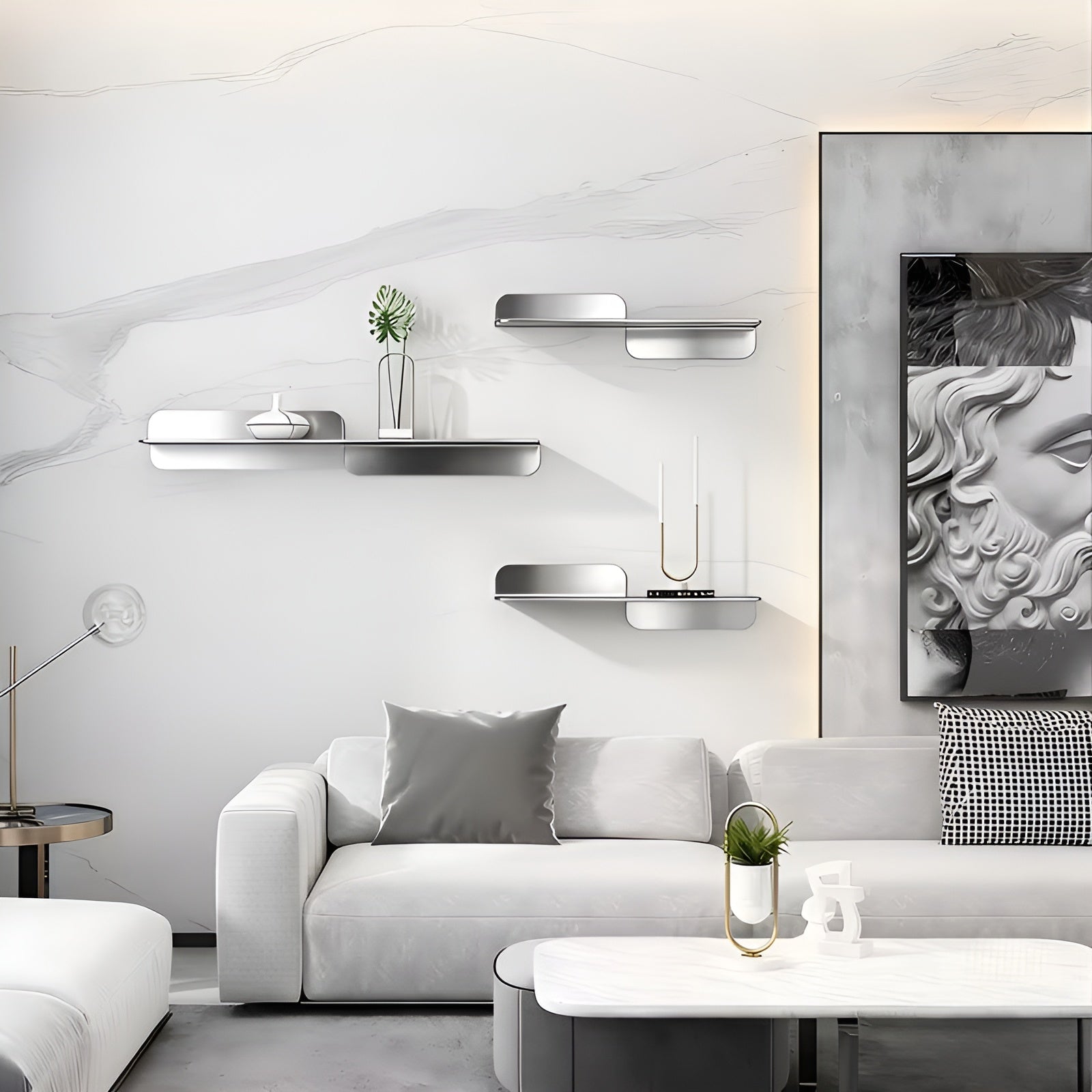 Svevende Vegghyller I Minimalistisk Design – Stabile Og Moderne | Vegghyller I Rustfritt Stål Til Stue Og Soverom