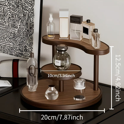 Drehbarer Make-up-Organizer aus Holz – 3-stöckig und stabil | Praktische Aufbewahrung für Kosmetik - Rund Skive