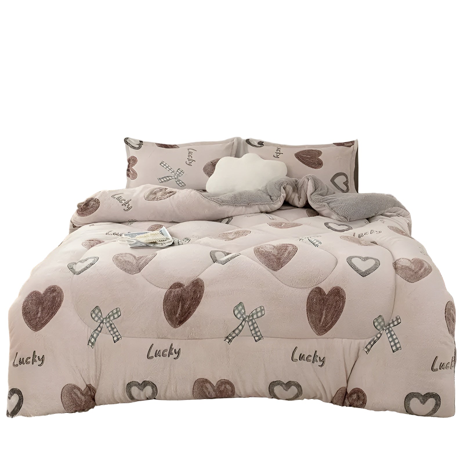 Vattert Fleece-teppe med Hjerte-mønster – Mykt og Varmt | Perfekt for Soverom og Gjesterom