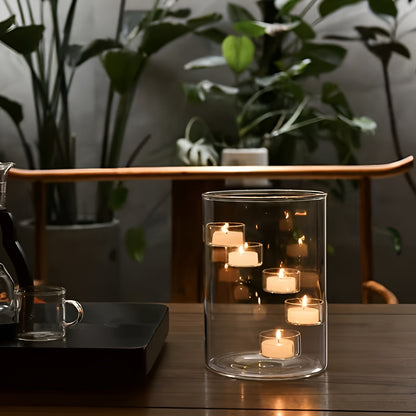 Stor Roterbar Lysestake i Glass – Elegant og Dekorativ | Perfekt som Borddekorasjon - Lysholdere