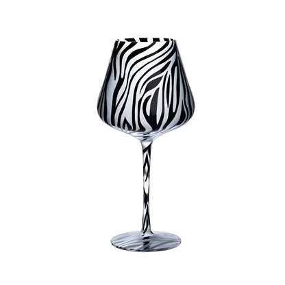Kunstvoll handgefertigte Weingläser mit Tiermotiven – Tierdesigns mit Kühen Zebras und Leoparden | Rot- und Weißwein