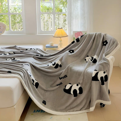 PandaSnug Pledd – Mykt og Varmt Flanell-fleecepledd med Pandamønster