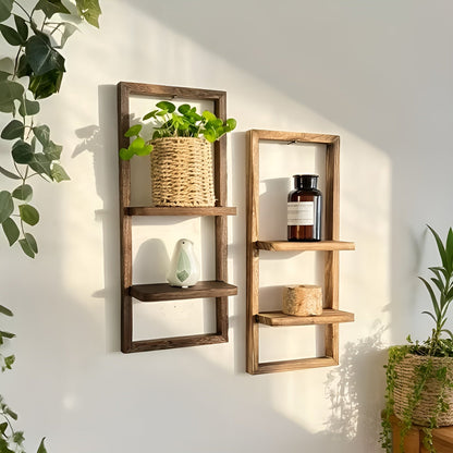 Tre-vegghyller For Blomsterpotter – Rustikk Design Med Dobbelt Lag | Dekorativt For Stuen Og Balkongen