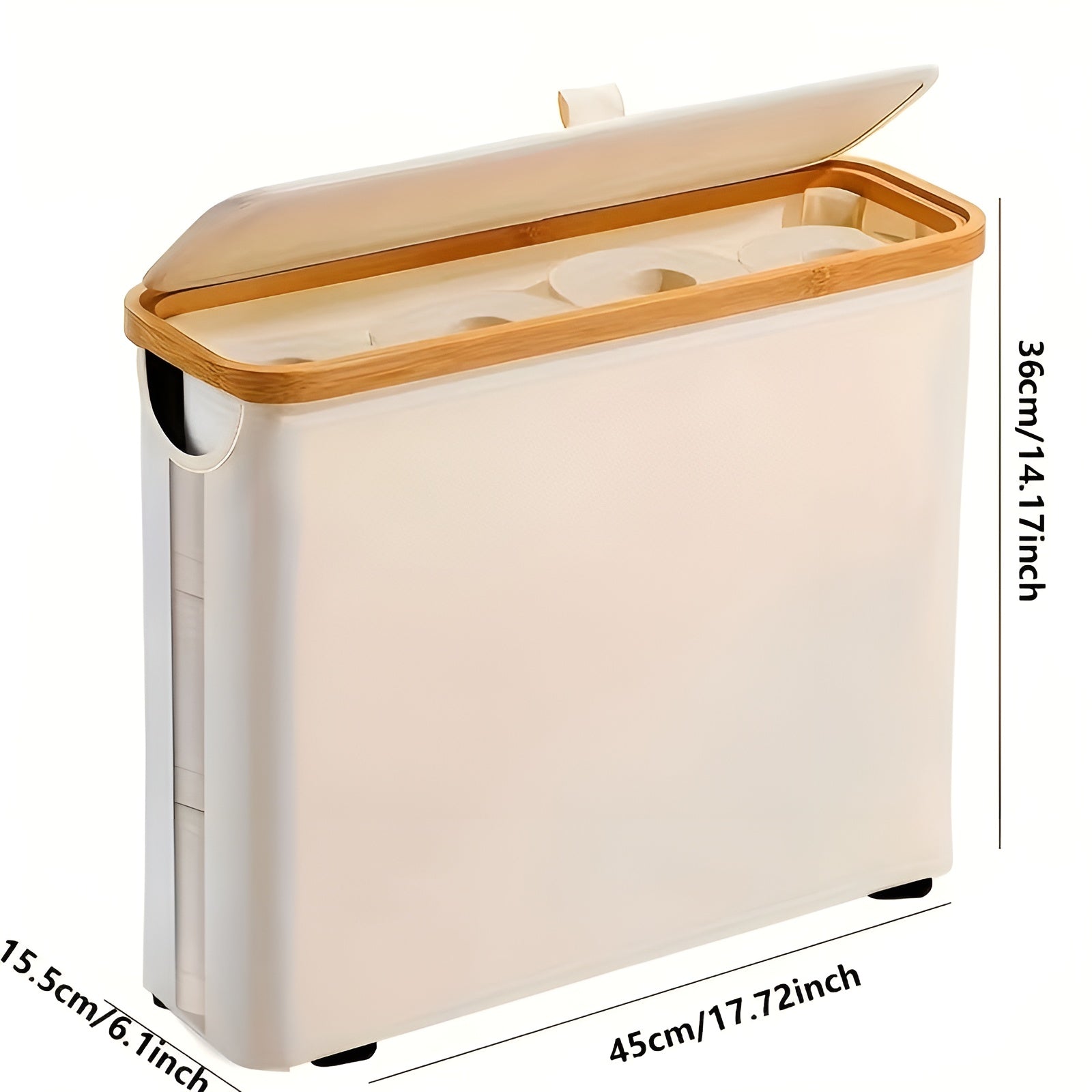 Stor Toalettrullholder med Lokk – Plassbesparende og Sammenleggbar | Treramme for Bad og Toalett - Toalettpapirholdere