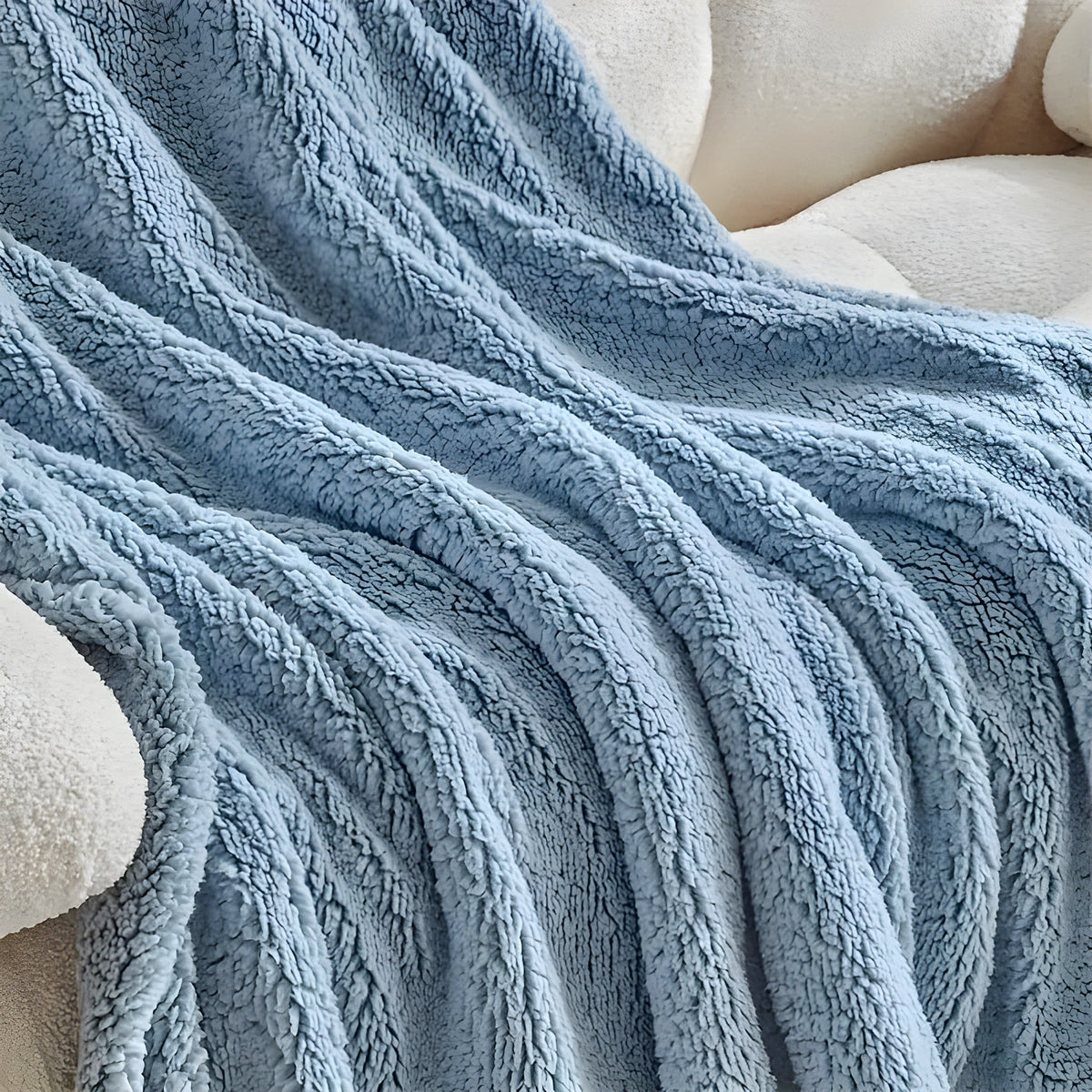 DoubleCozy Pledd – Avslappet Dobbeltsidig Sherpa-fleecepledd