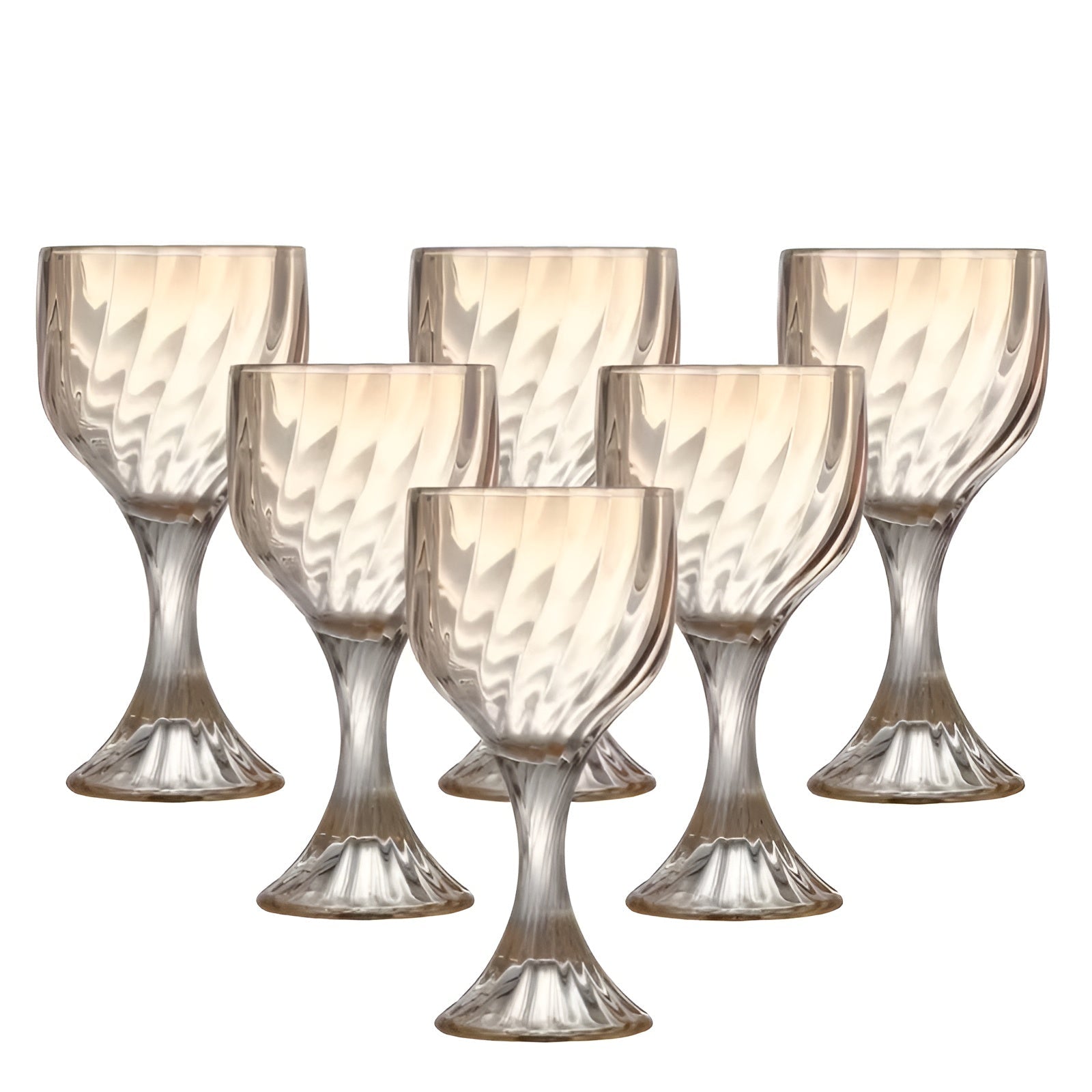 Retro drikkeglass med stett (6 stk) – Dekorative i rillet vintage-design | Elegante til borddekking og servering