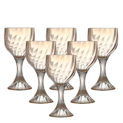 Retro drikkeglass med stett (6 stk) – Dekorative i rillet vintage-design | Elegante til borddekking og servering
