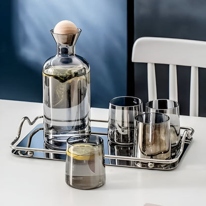 Glasskaraffelsett med 4 Glass – Stilrent og Dekorativt | 1,2L med Trelokk Perfekt for Vann og Juice - Karafler