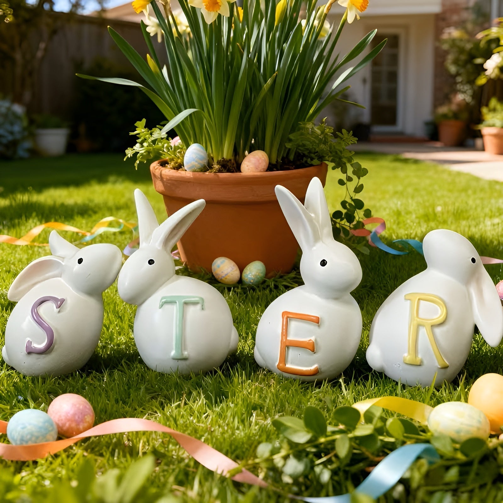 Påskehare-dekorasjonssett – 6 Deler | Perfekt Til Vårdekorasjon Og Påskebordet