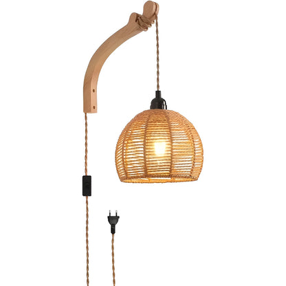 Vegglampe med Flettet Lampeskjerm – Naturlig og Koselig | Perfekt for Soverom og Gang