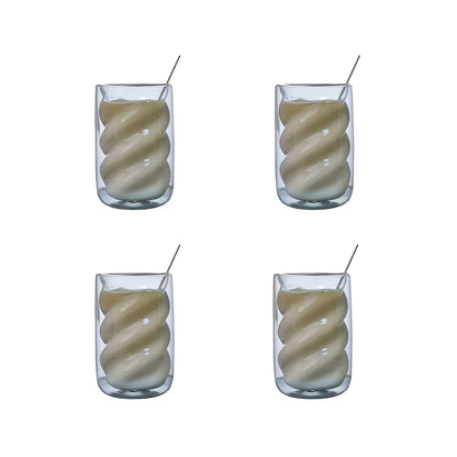 Dobbeltveggede Spiralglass i 4-pk – Varmeisolerende og Hitzebestandige | Perfekt for Kaffe Te og Dessert - Tumblere
