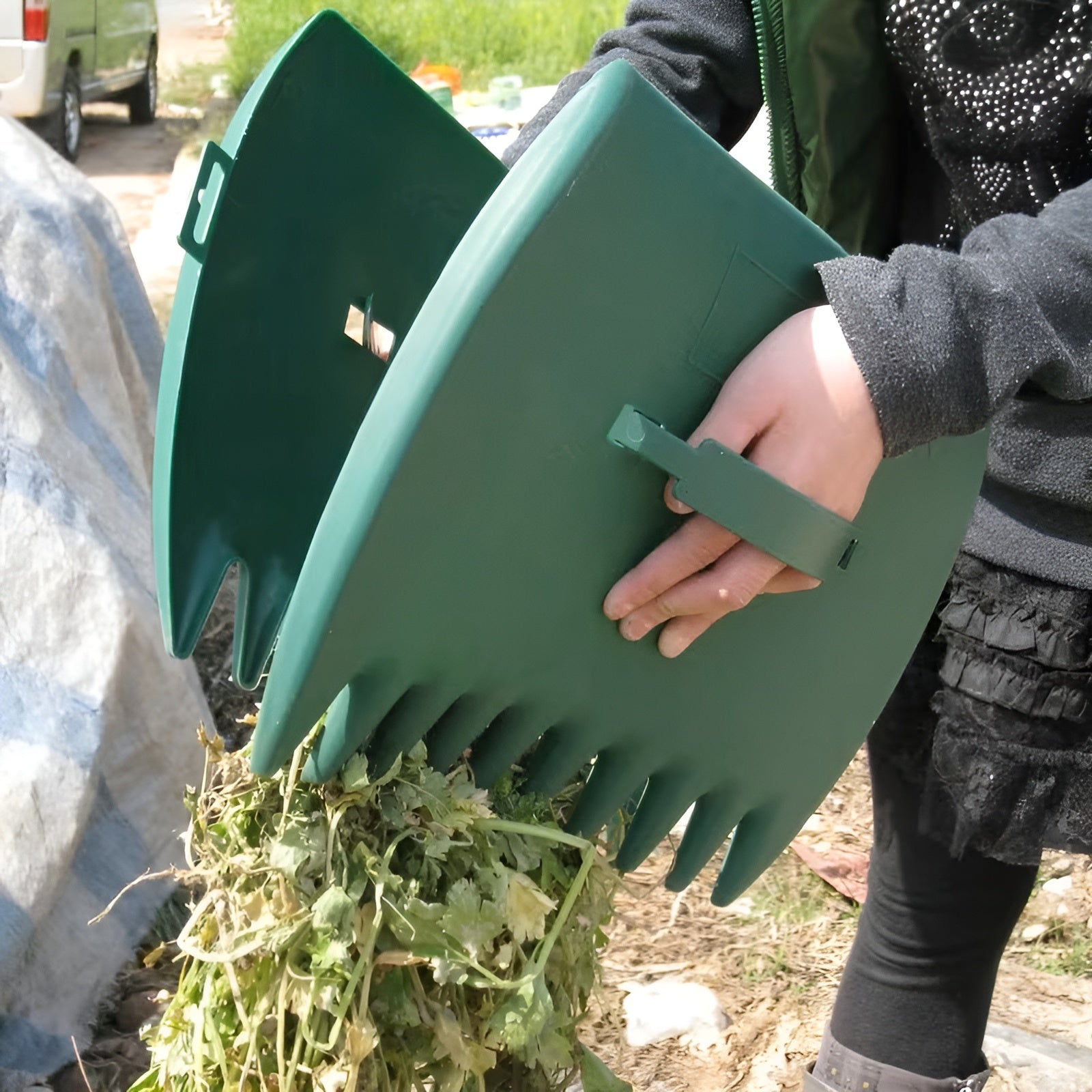 2 Stk. Løvskuffer Og Håndriver – Rask Oppsamling Av Løv Og Gressklipp | Lette Og Holdbare Hageredskaper I Plast