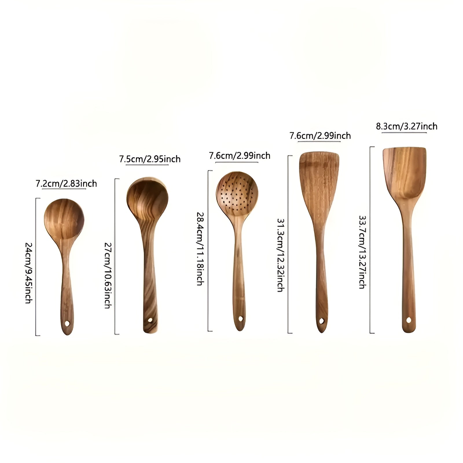 Kjøkkenredskaper i Tre – 5 Deler | Skånsomme og Naturlige for Non-Stick Panner