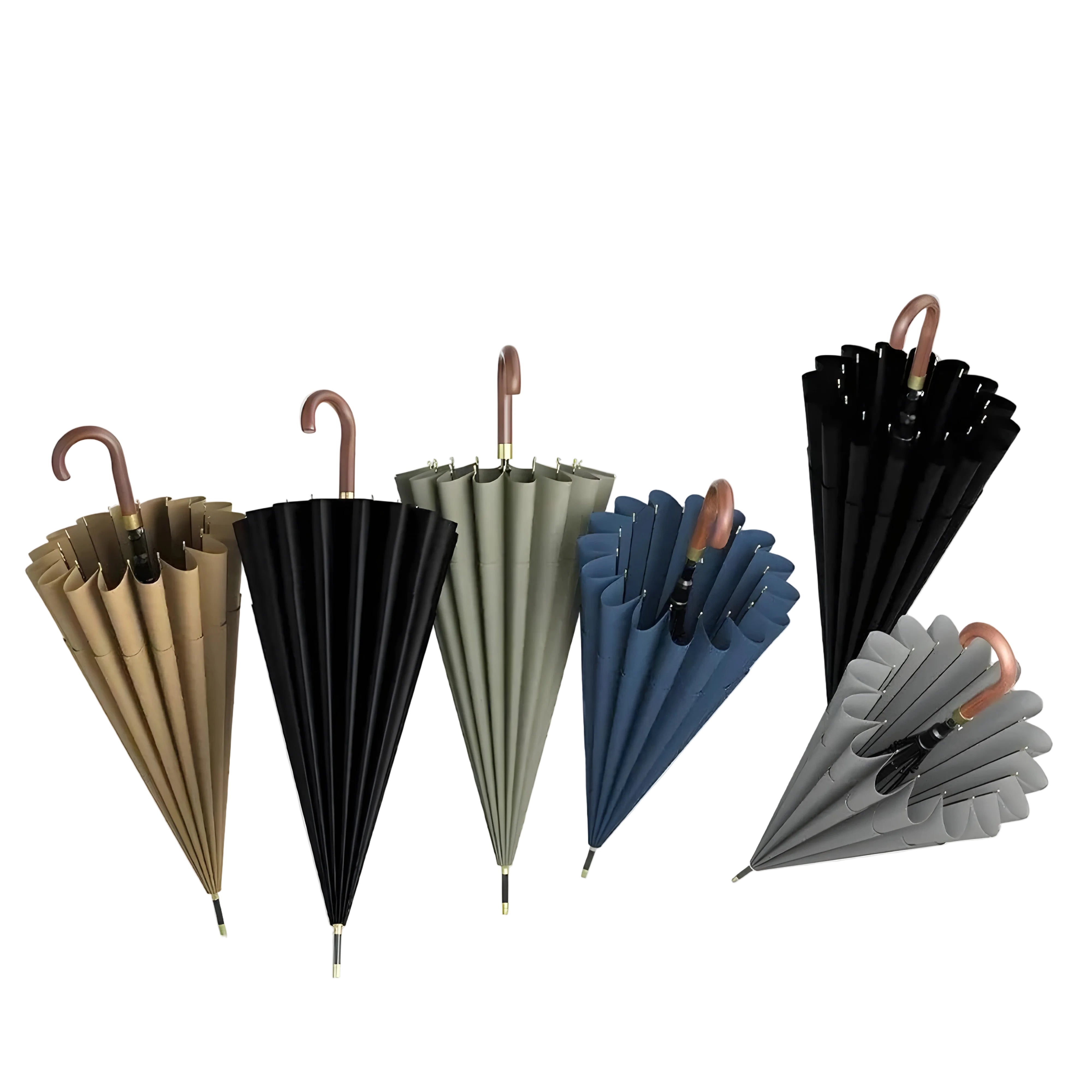 Paraply i Japansk Stil – 120 cm, Trehåndtak | Elegant Langt Design