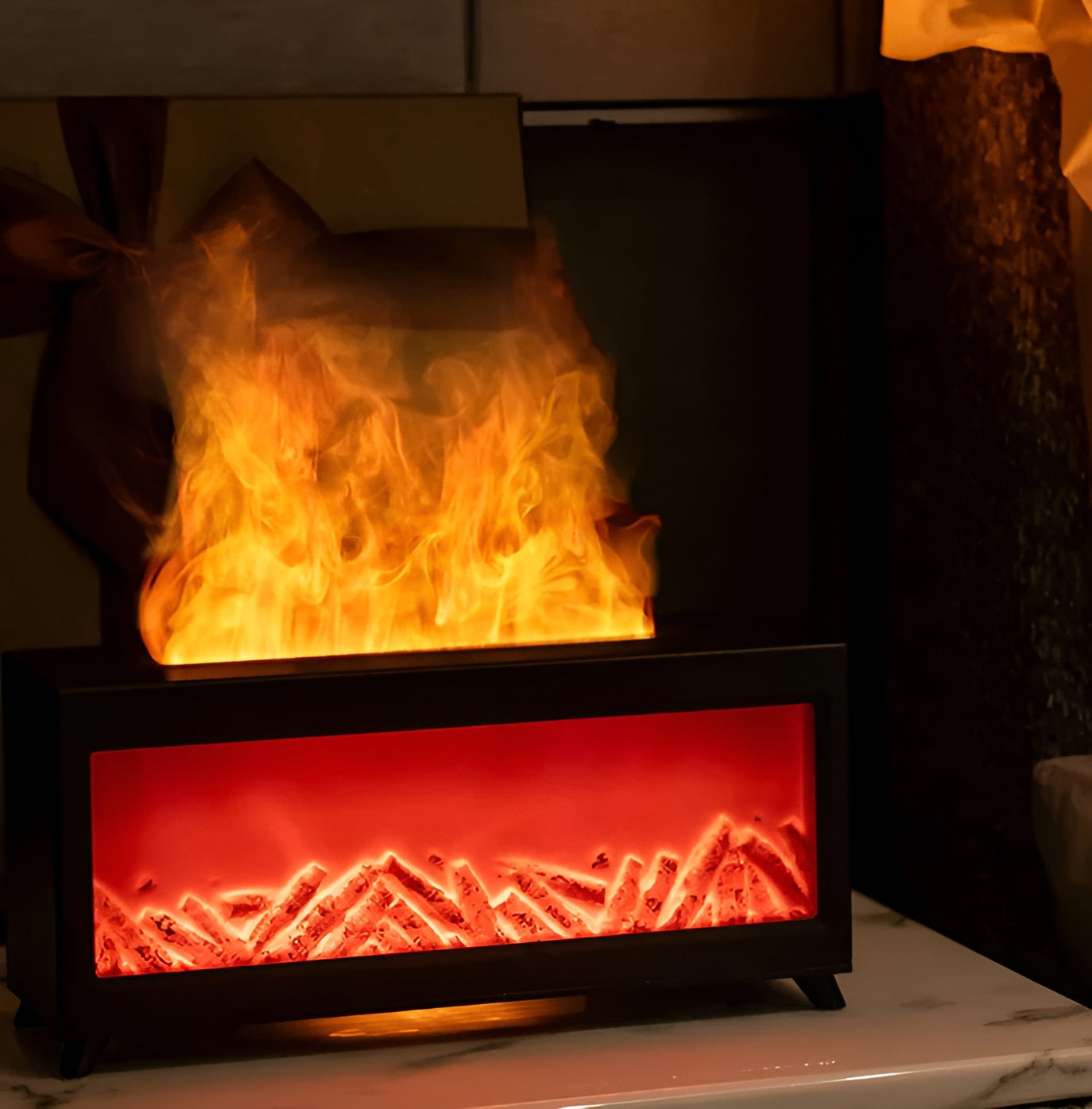 Aromaterapi Luftfukter – Flammeeffekt og Beroligende Duft | Perfekt for Hjemmet