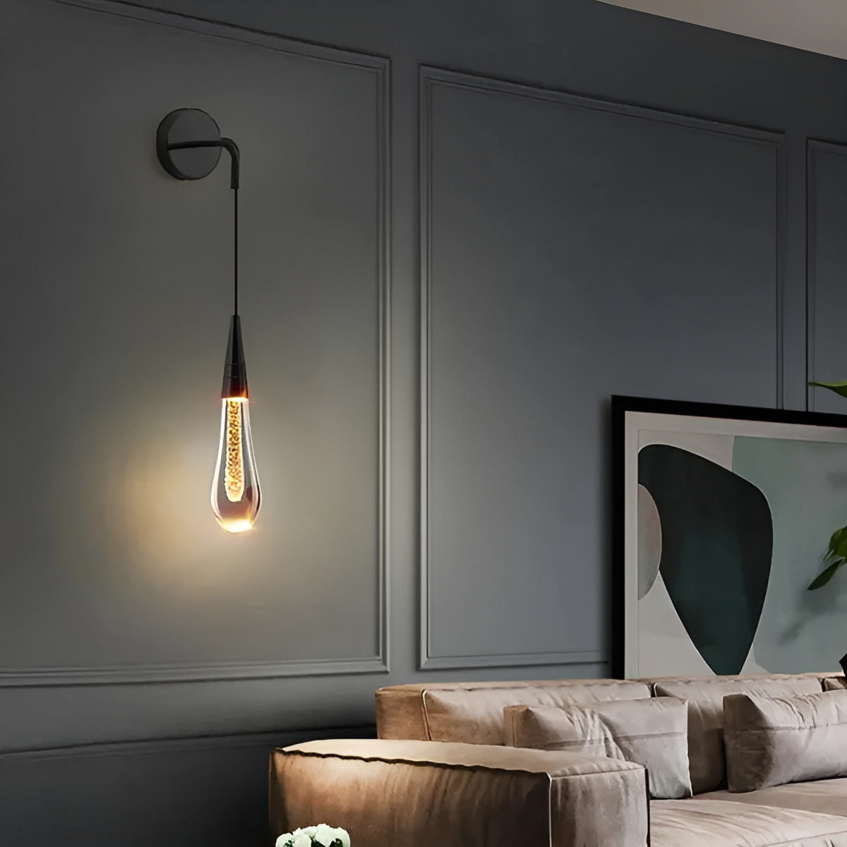 Glitrende Regndråper Krystallpendellampe – Stilig Og Elegant Vegglampe Perfekt For Soverommet