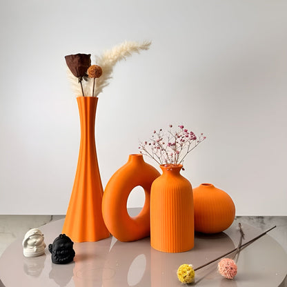 Boho Vase Sett (4 stk) – Dekorativt og Stilrent | Perfekt for Tørkede Blomster og Borddekorasjon - Vaser