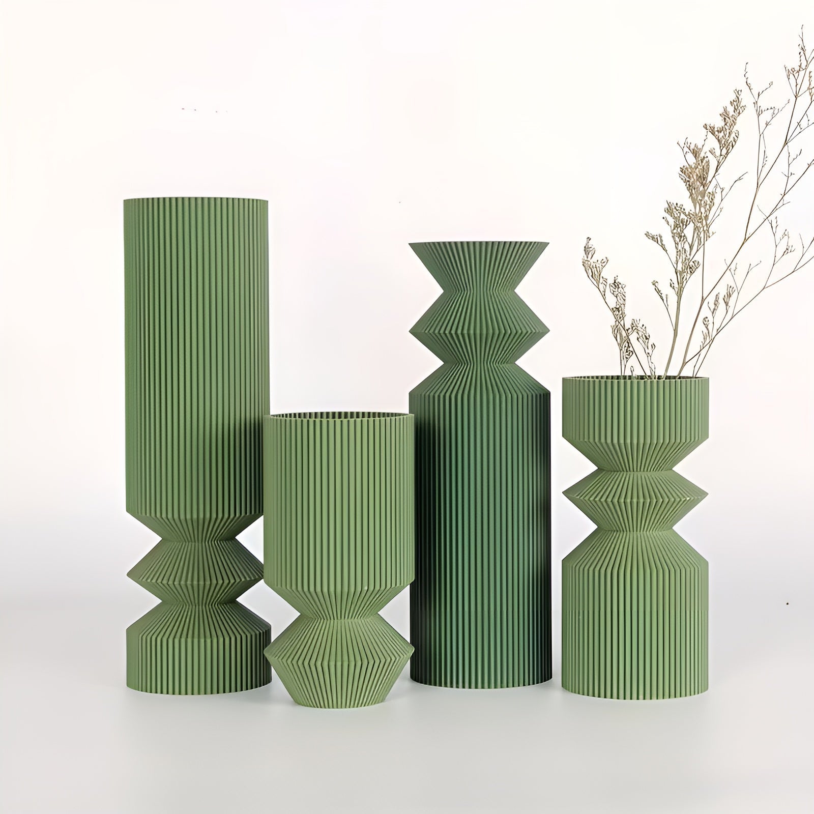 Vasesett i Art Deco-stil (4 deler) – Elegant og Dekorativt | Perfekt for Tørkede Blomster og Interiør