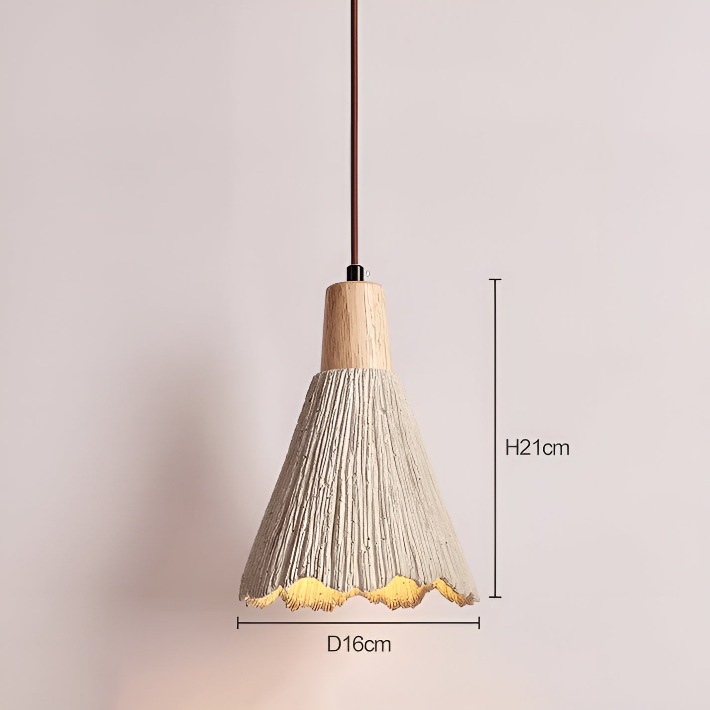 Pendellampe i Sement – Tidløst Design og Varmt Lys | Perfekt for Stue og Spisestue - D16xH21cm - Lysarmaturer for tak