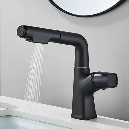 Ausziehbare Badezimmerarmatur für Waschbecken – Einhebel-Waschtischarmatur mit ausziehbarer Brause, Einloch-Montage