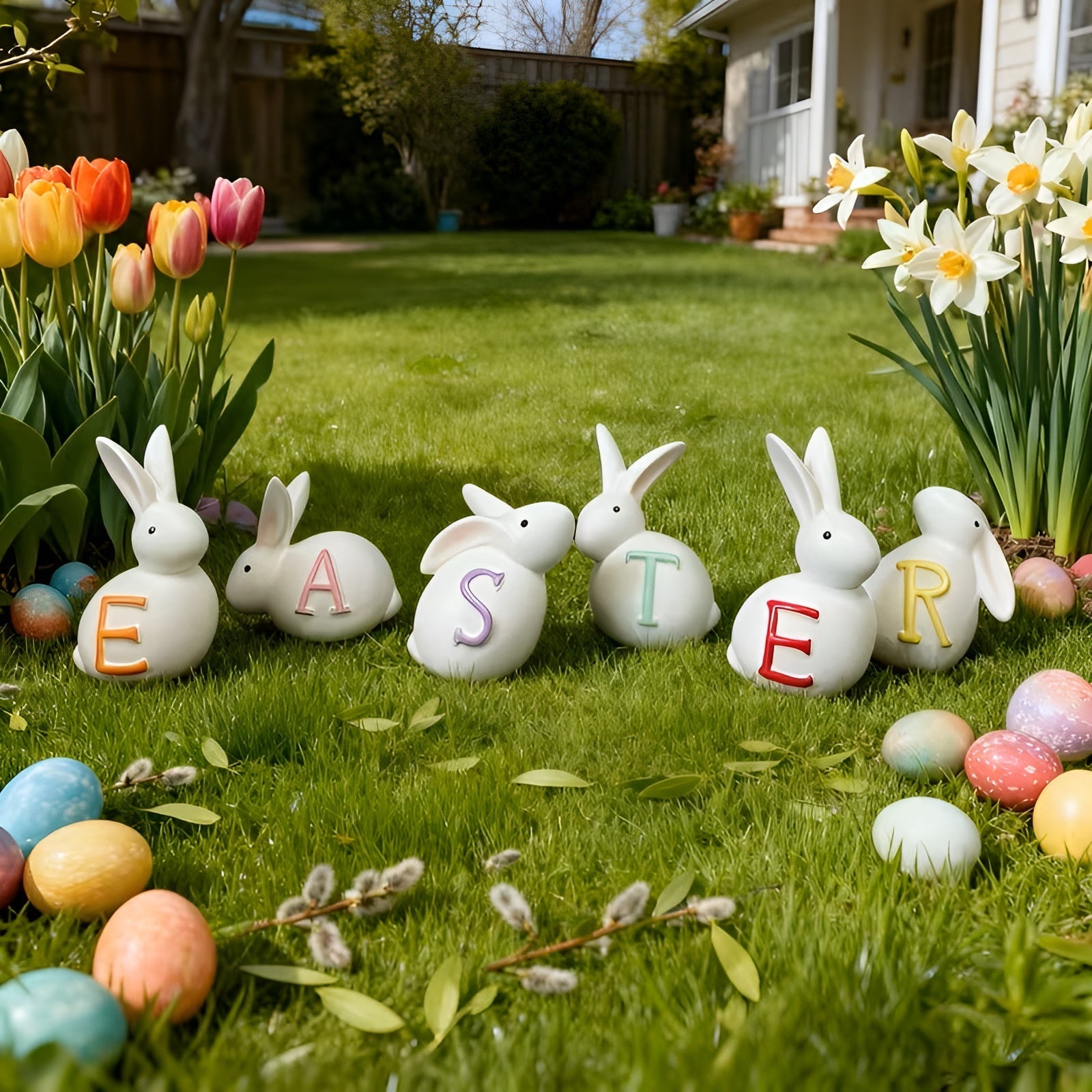 Påskehare-dekorasjonssett – 6 Deler | Perfekt Til Vårdekorasjon Og Påskebordet