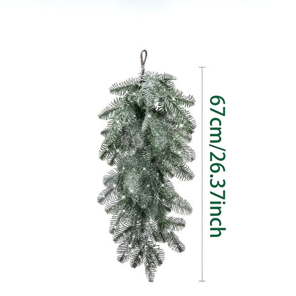 Kunstig Julegirlander – Med Snøperler og Frostet Effekt | Dekorativ Hengedekor til Dør, Peis og Rekkverk