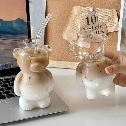 Glasskopper med Bjørnemotiv – Søtt og Dekorativt 2-Pakningssett | Med Sugerør til I iskaffe og Juice - 2 Set - Tumblere