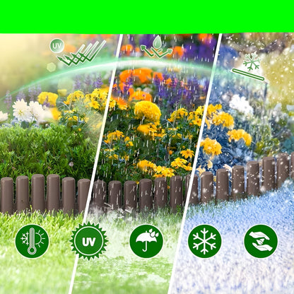 Plastkant Til Blomsterbed I Treoptikk – Fleksibel Hagegjerde Med Jordspyd | Dekorativ Kant Til Blomsterbed Og Stier