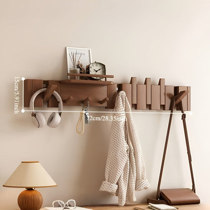 Nøkkelformet Veggknagg – Dekorativ og Plassbesparende | Massivt Tre for Entré og Gang - Lagringskroker og -stativer