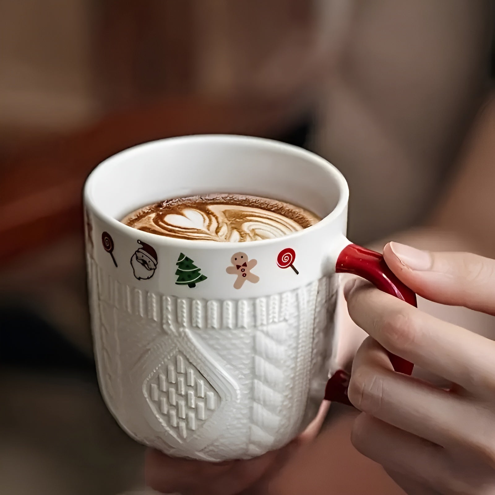 Krus i Keramikk (2 stk) – Søtt Julemotiv med Relieff | Perfekt Gavesett til Par og Varme Drikker