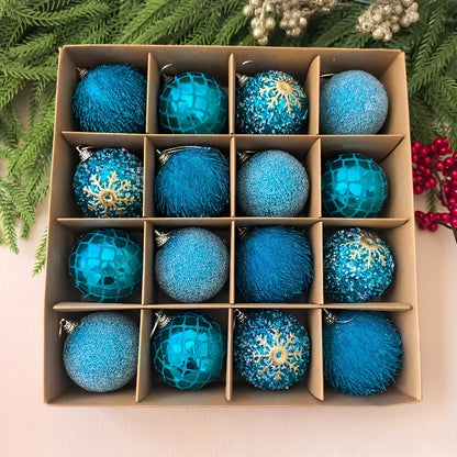 Julekulesett (16 Stk Ø 6 Cm) – Fargerike Julekuler | Perfekt Dekorasjon Til Juletreet, Stuen Og Hagen